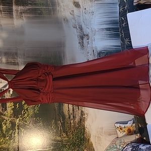 Dressbarn Womens 8 burgundy formal evening sheer prom dance bridal dress gown